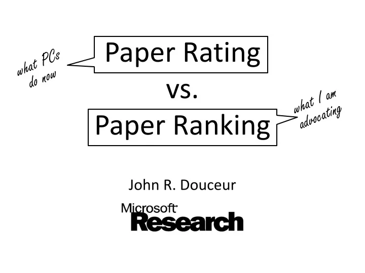 paper rating vs paper ranking