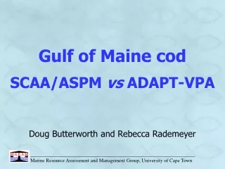 Gulf of Maine cod SCAA/ASPM  vs  ADAPT-VPA Doug Butterworth and Rebecca Rademeyer