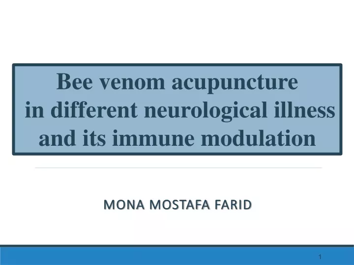 bee venom acupuncture in different neurological