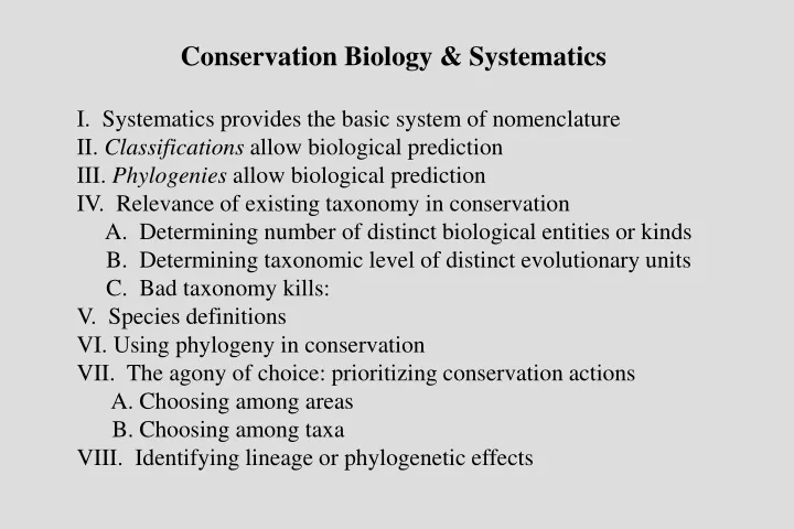 conservation biology systematics