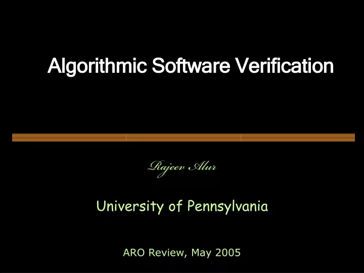 algorithmic software verification