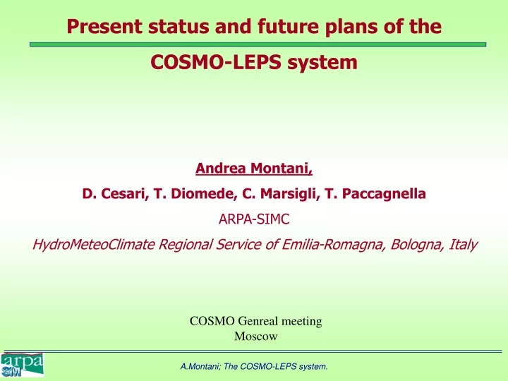 present status and future plans of the cosmo leps