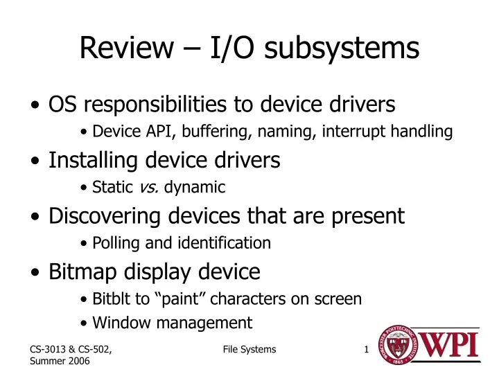 review i o subsystems