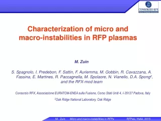 Characterization of micro and macro-instabilities in RFP plasmas