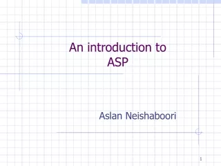 An introduction to  ASP