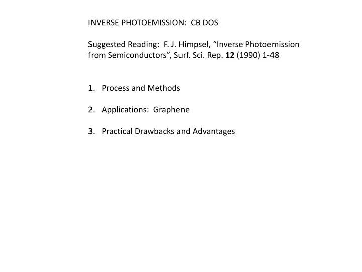 inverse photoemission cb dos suggested reading