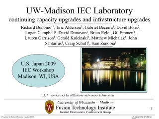 UW-Madison IEC Laboratory continuing capacity upgrades and infrastructure upgrades