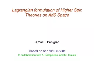 Lagrangian formulation of Higher Spin Theories on AdS Space