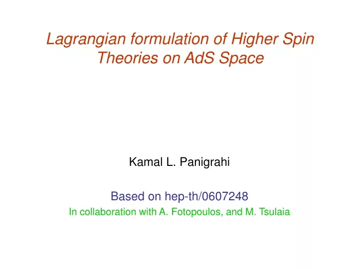 lagrangian formulation of higher spin theories on ads space
