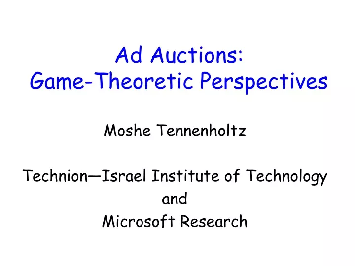 ad auctions game theoretic perspectives
