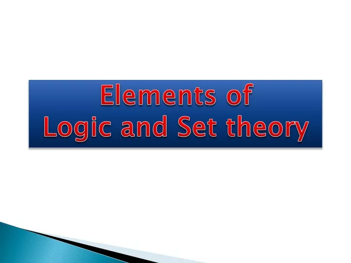 elements of logic and set theory