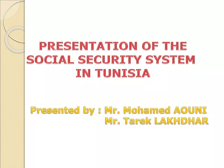 presentation of the social security system