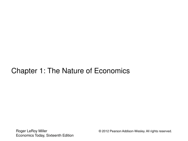 chapter 1 the nature of economics