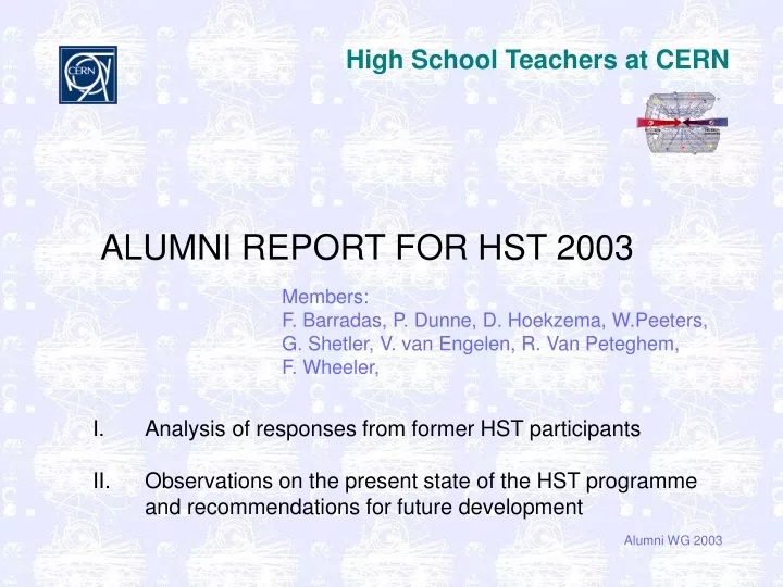 alumni report for hst 2003