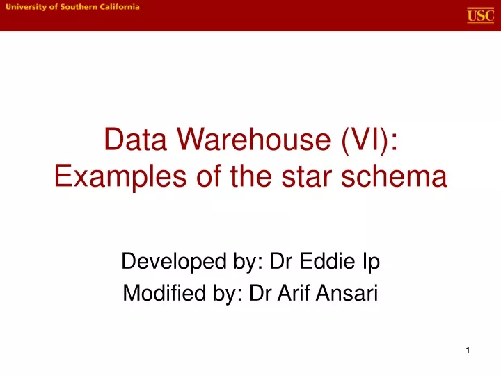 data warehouse vi examples of the star schema