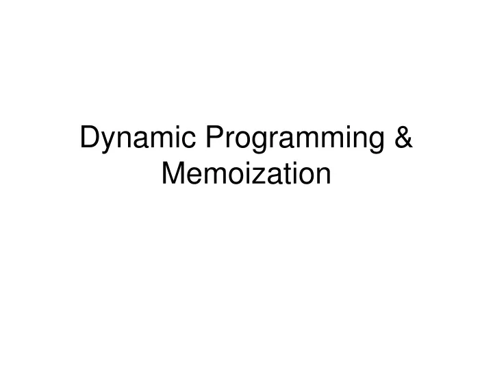 dynamic programming memoization