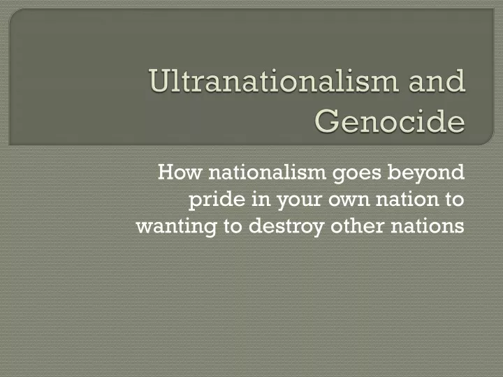 ultranationalism and genocide