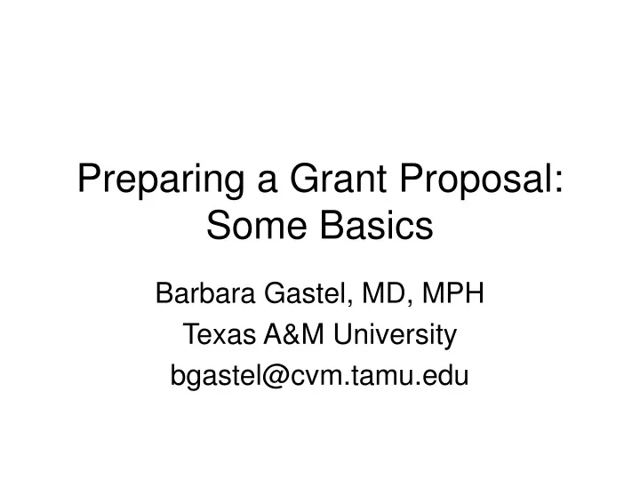 preparing a grant proposal some basics