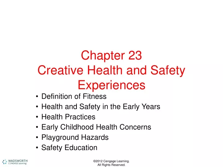 chapter 23 creative health and safety experiences