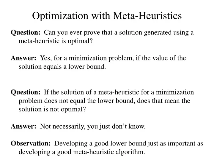 optimization with meta heuristics