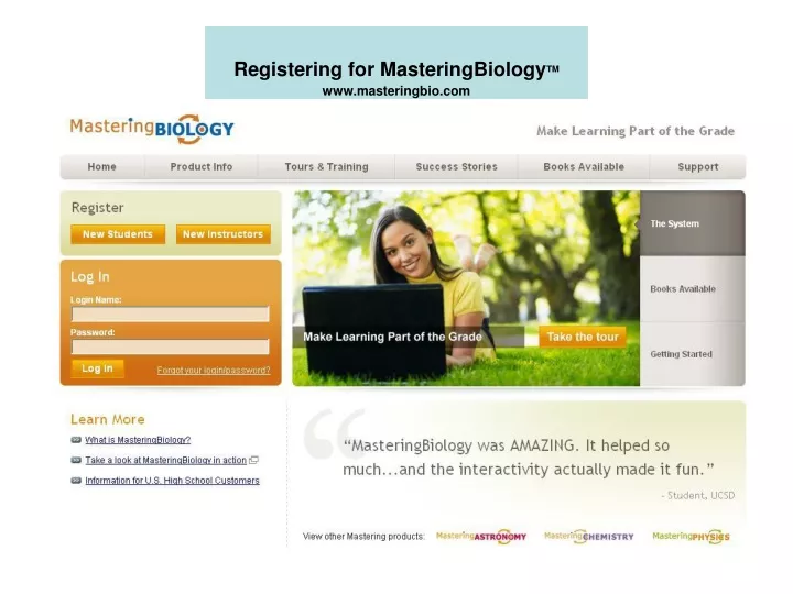 registering for masteringbiology
