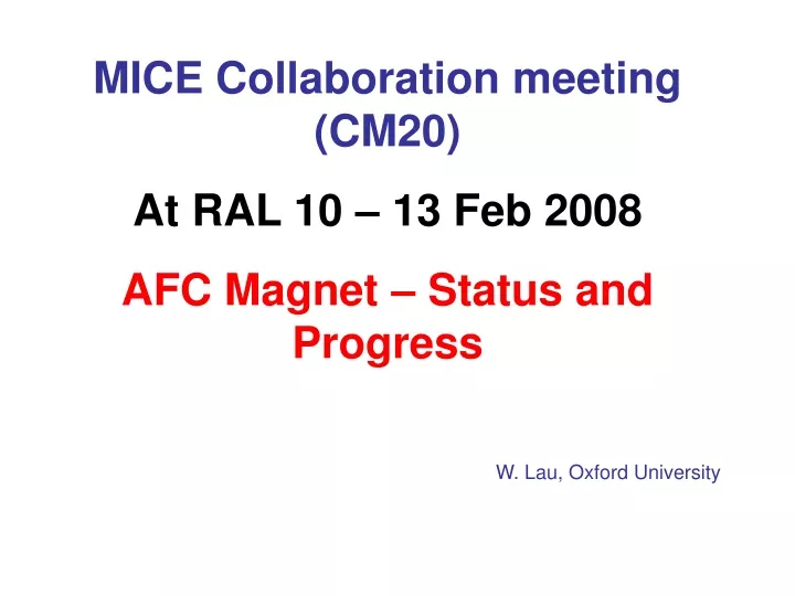 mice collaboration meeting cm20