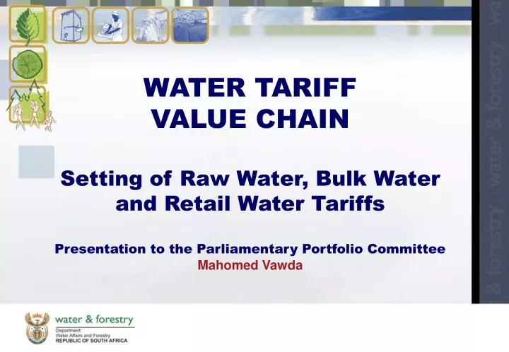 water tariff value chain setting of raw water
