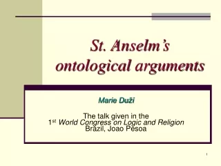 St. Anselm ’ s  ontological arguments