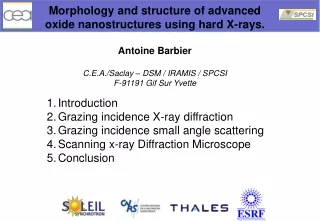 Morphology and structure of advanced oxide nanostructures using hard X-rays. Antoine  Barbier