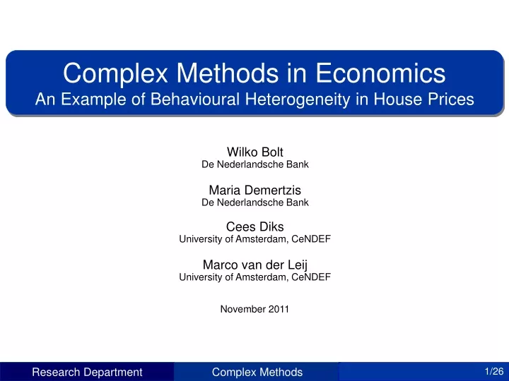 complex methods in economics an example