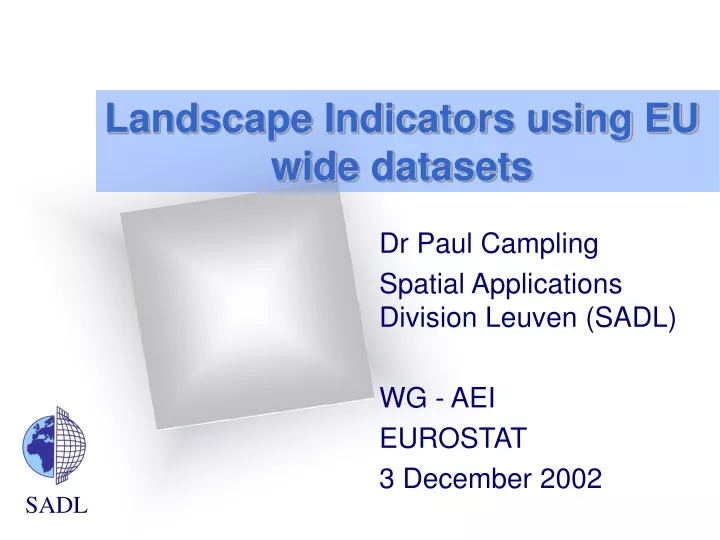 landscape indicators using eu wide datasets