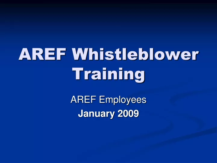aref whistleblower training