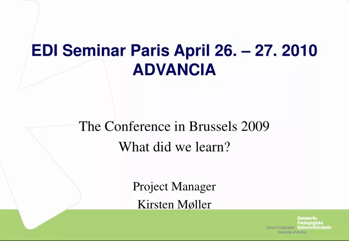 edi seminar paris april 26 27 2010 advancia