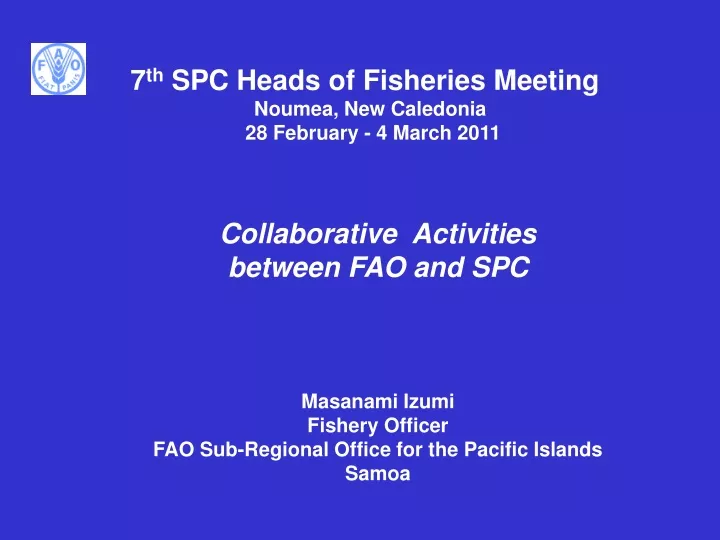 7 th spc heads of fisheries meeting noumea