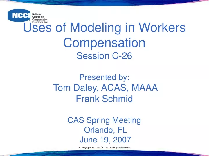 uses of modeling in workers compensation session