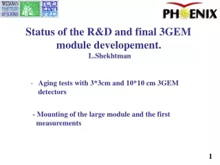 Status of the R&amp;D and final 3GEM  module developement. L.Shekhtman