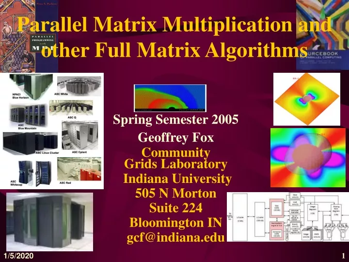parallel matrix multiplication and other full matrix algorithms