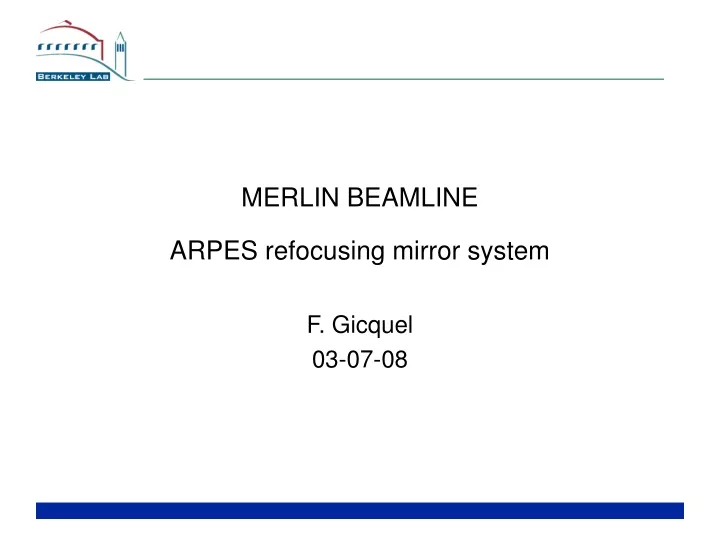 merlin beamline arpes refocusing mirror system