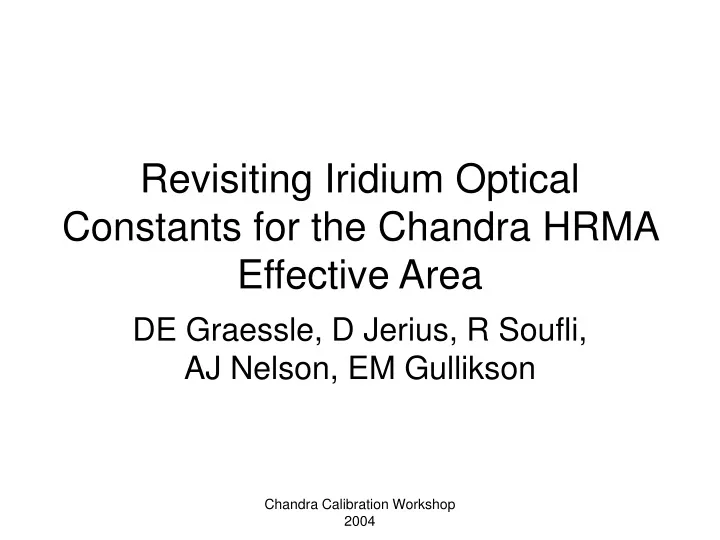 revisiting iridium optical constants for the chandra hrma effective area