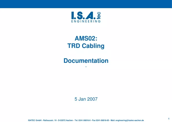 ams02 trd cabling documentation