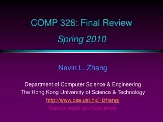 COMP 328: Final Review Spring 2010
