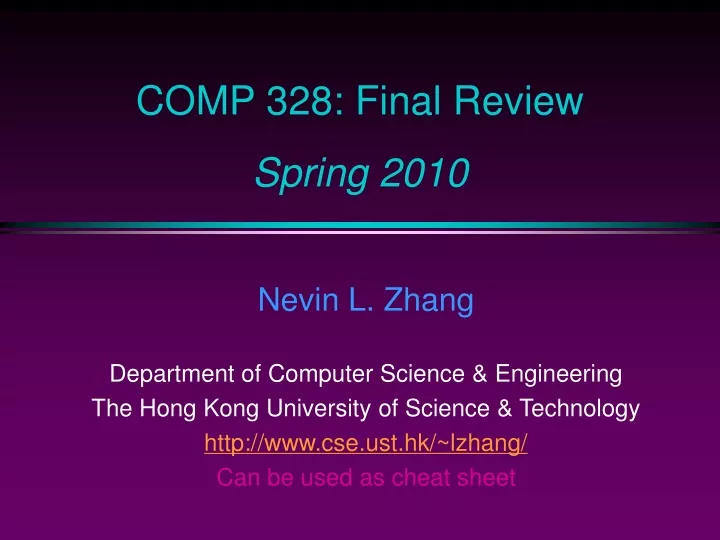 comp 328 final review spring 2010