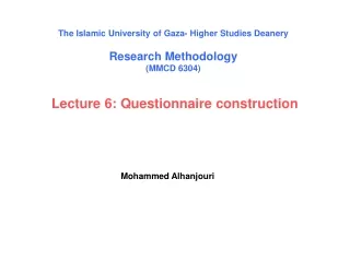 Lecture 6:  Questionnaire construction