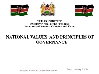 THE PRESIDENCY Executive Office of the President Directorate of National Cohesion and Values