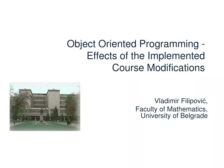 object oriented programming effects of the implemented course modifications