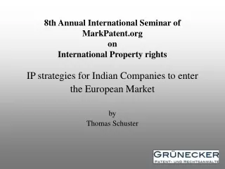 8th Annual International Seminar of MarkPatent on International Property rights