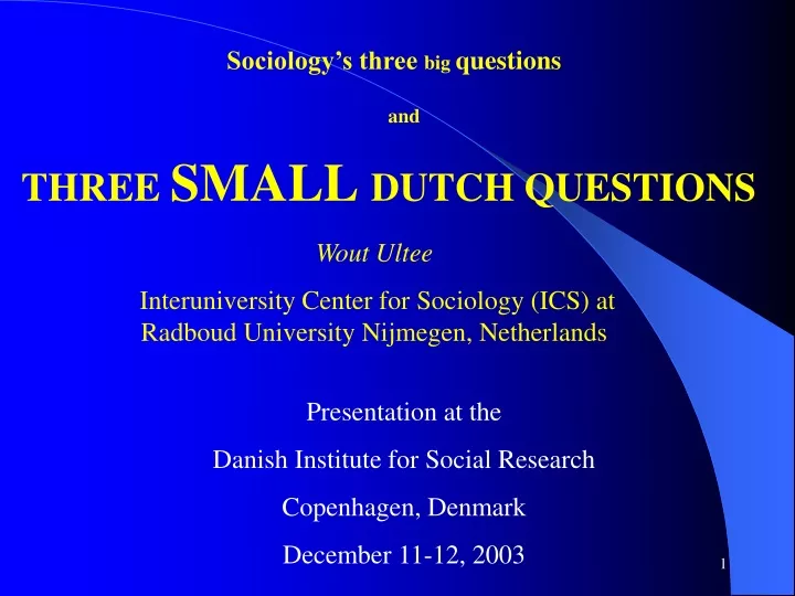 sociology s three big questions