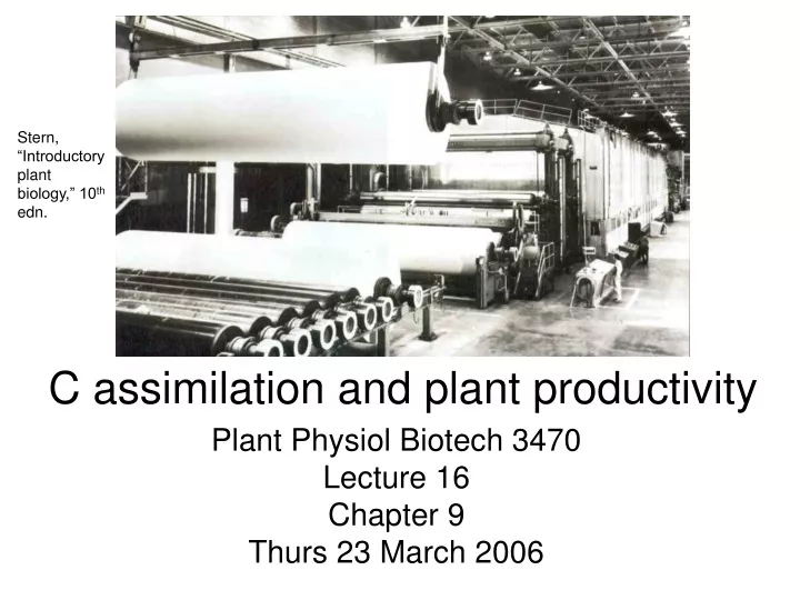 c assimilation and plant productivity