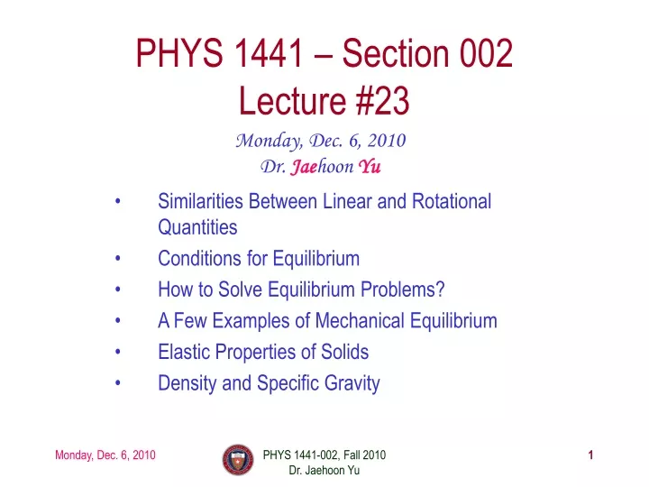 phys 1441 section 002 lecture 23