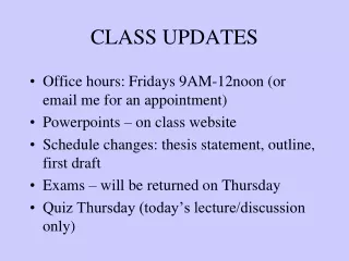 CLASS UPDATES